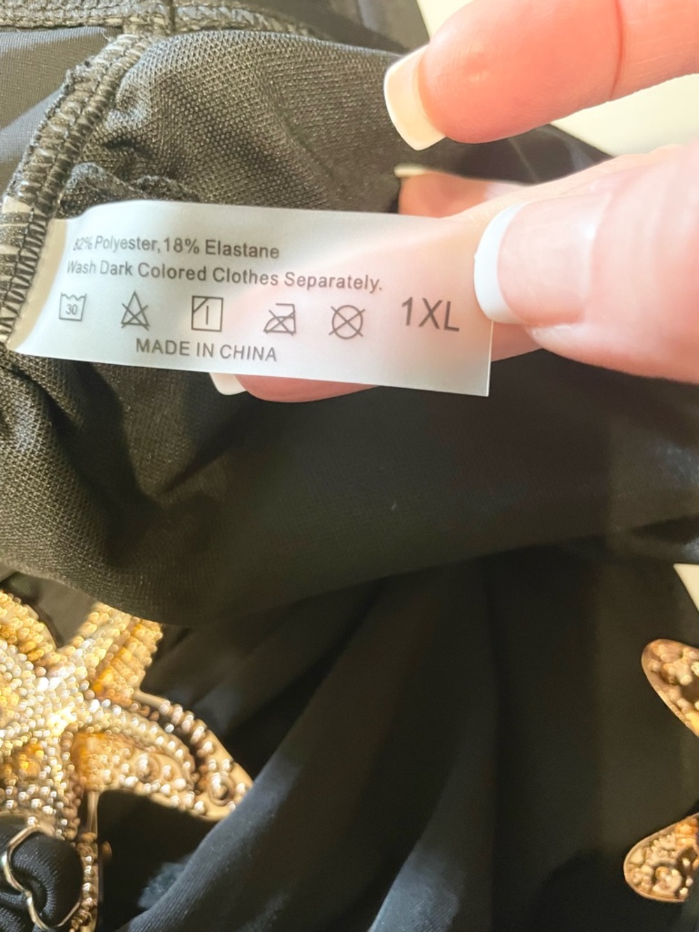 Black Cutout One Piece Swimsuit Gold Starfish Detail 1XL Ruched - Picture 8 of 9